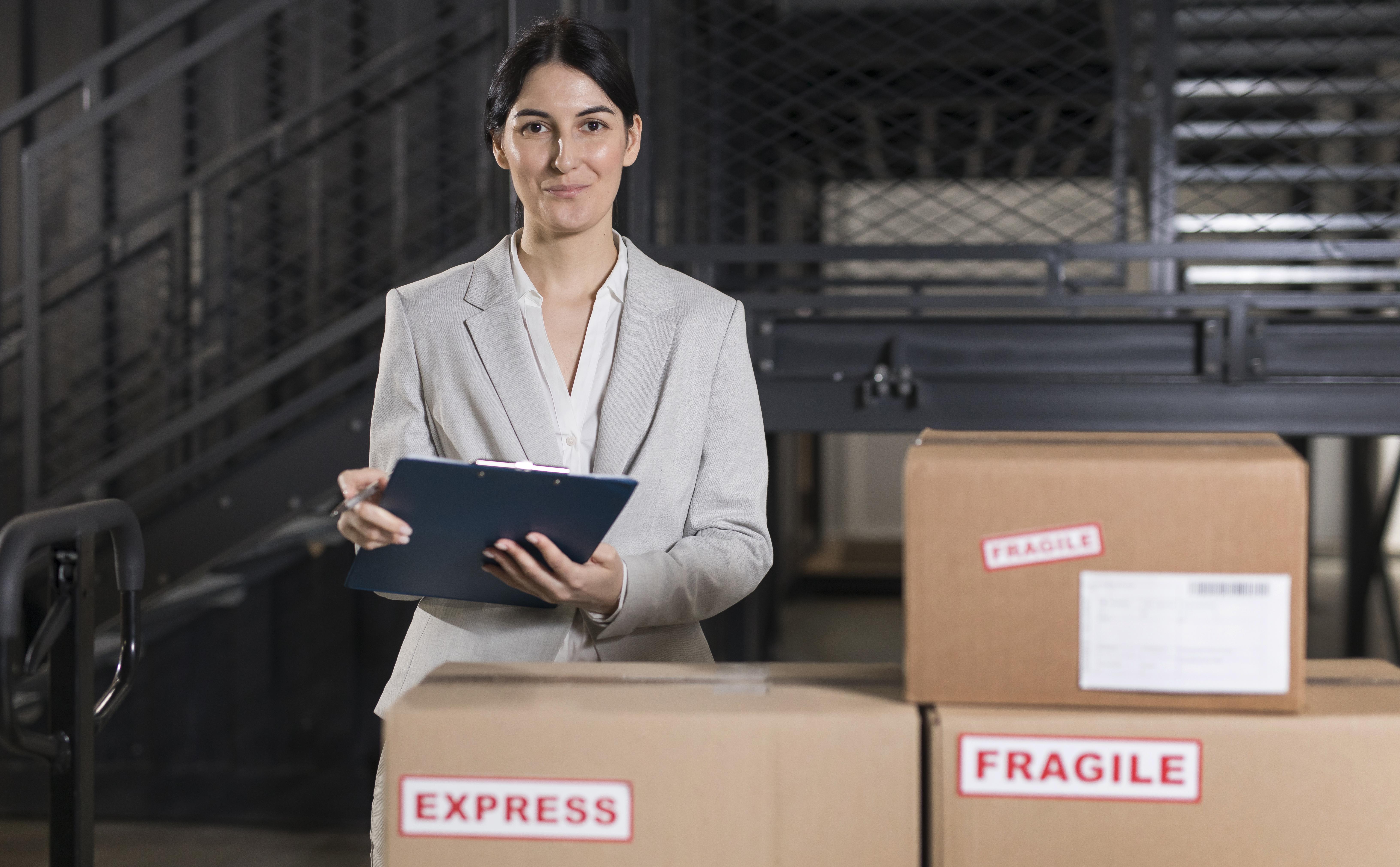 Medium Shot Woman Holding Clipboard