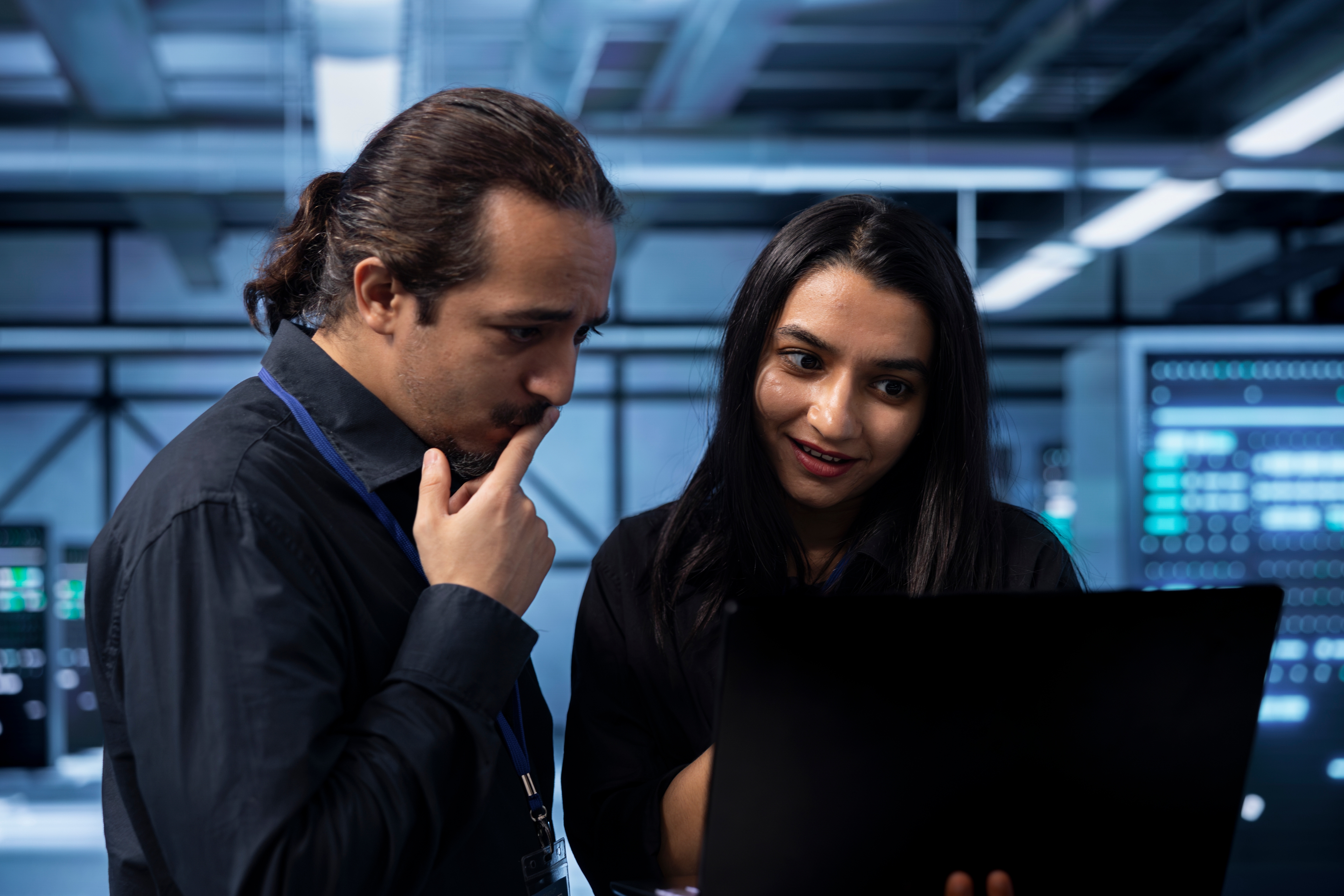 It Experts Server Hub Doing Brainstorming Finding Ways Shield Data