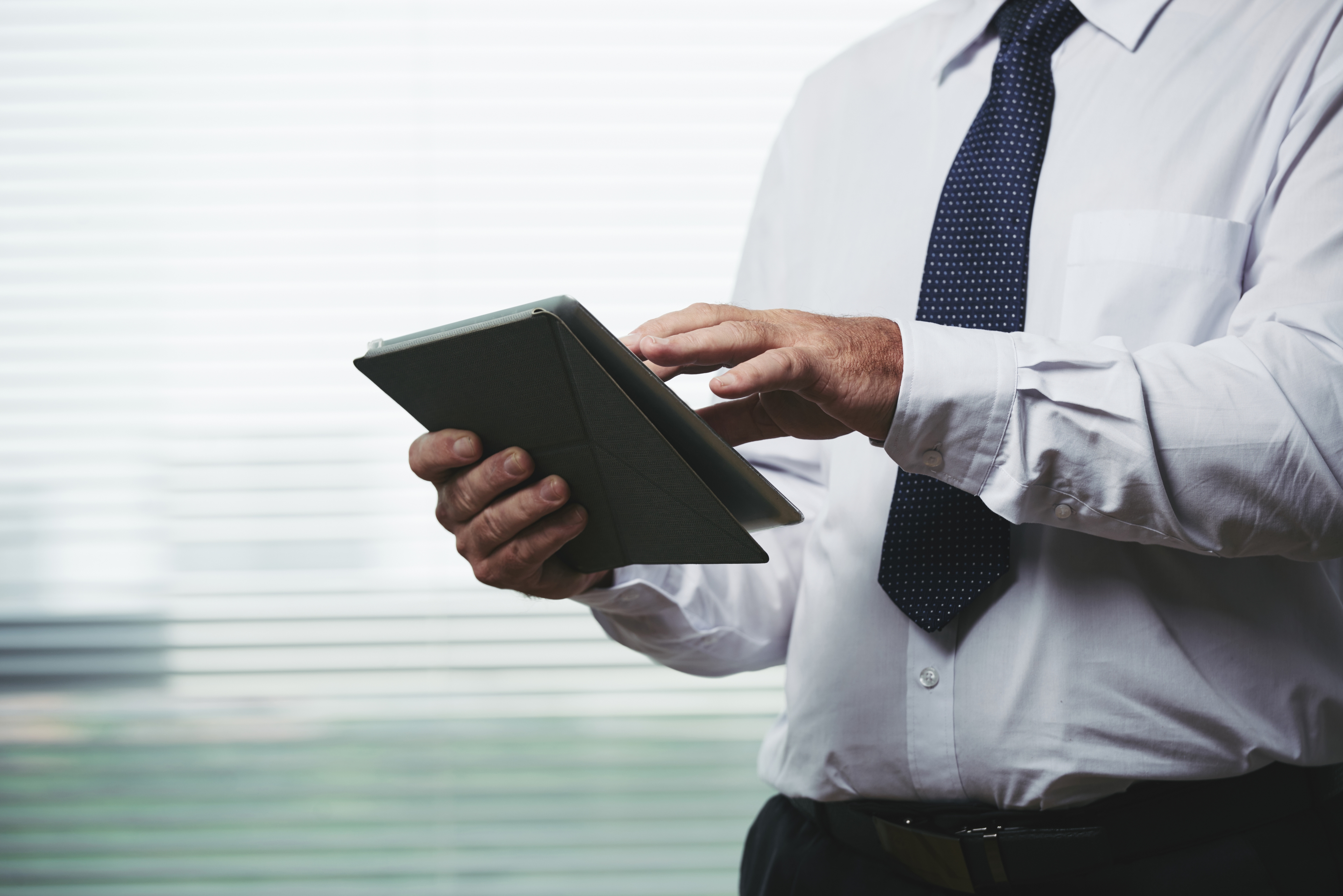 Cropped Man Using Business App His Portable Device