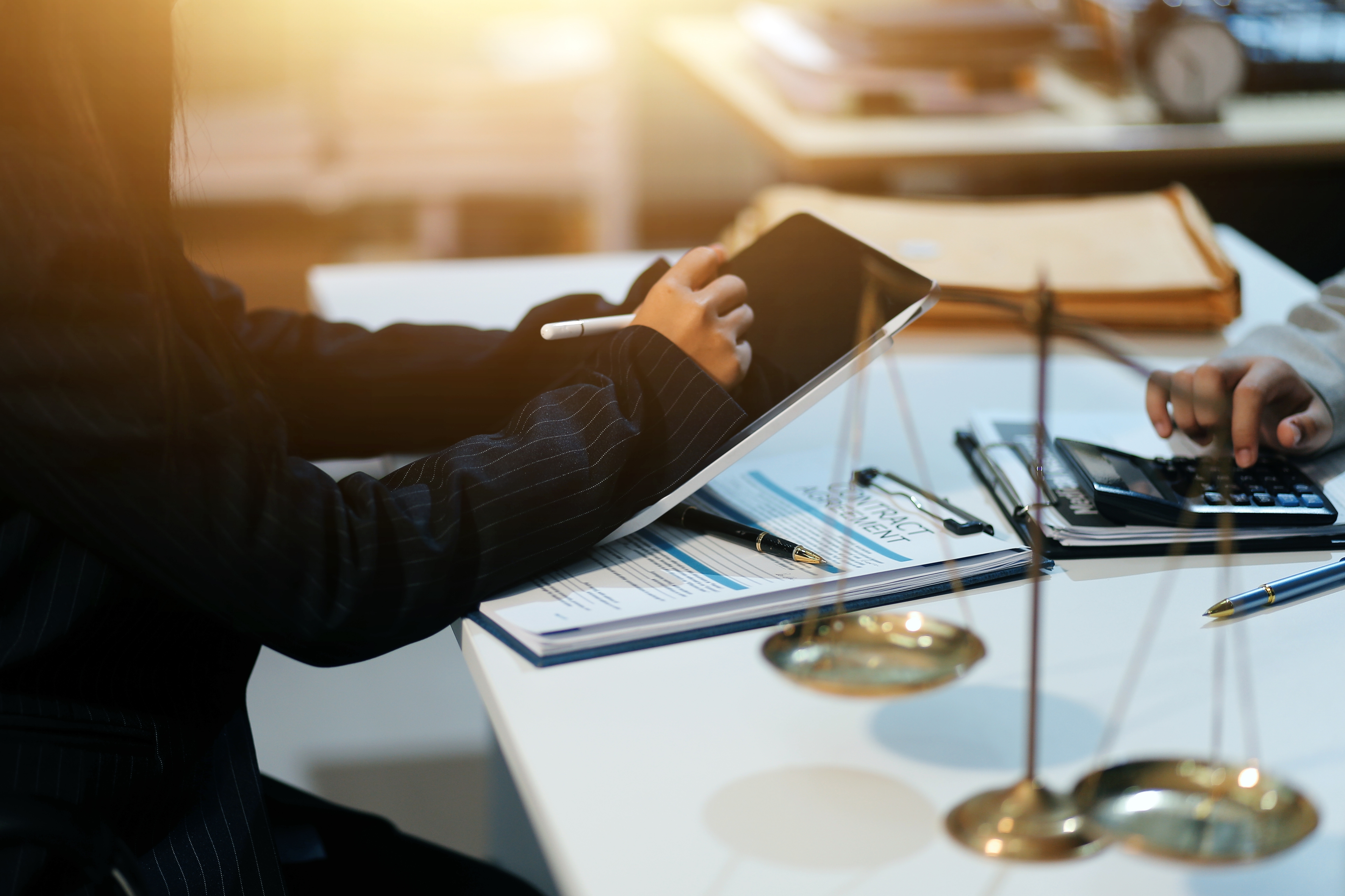 Consultation Conference Lawyers Professional Businessman Working Discussion Having Law Firm Office Concepts Law Judge Gavel With Scales Justice