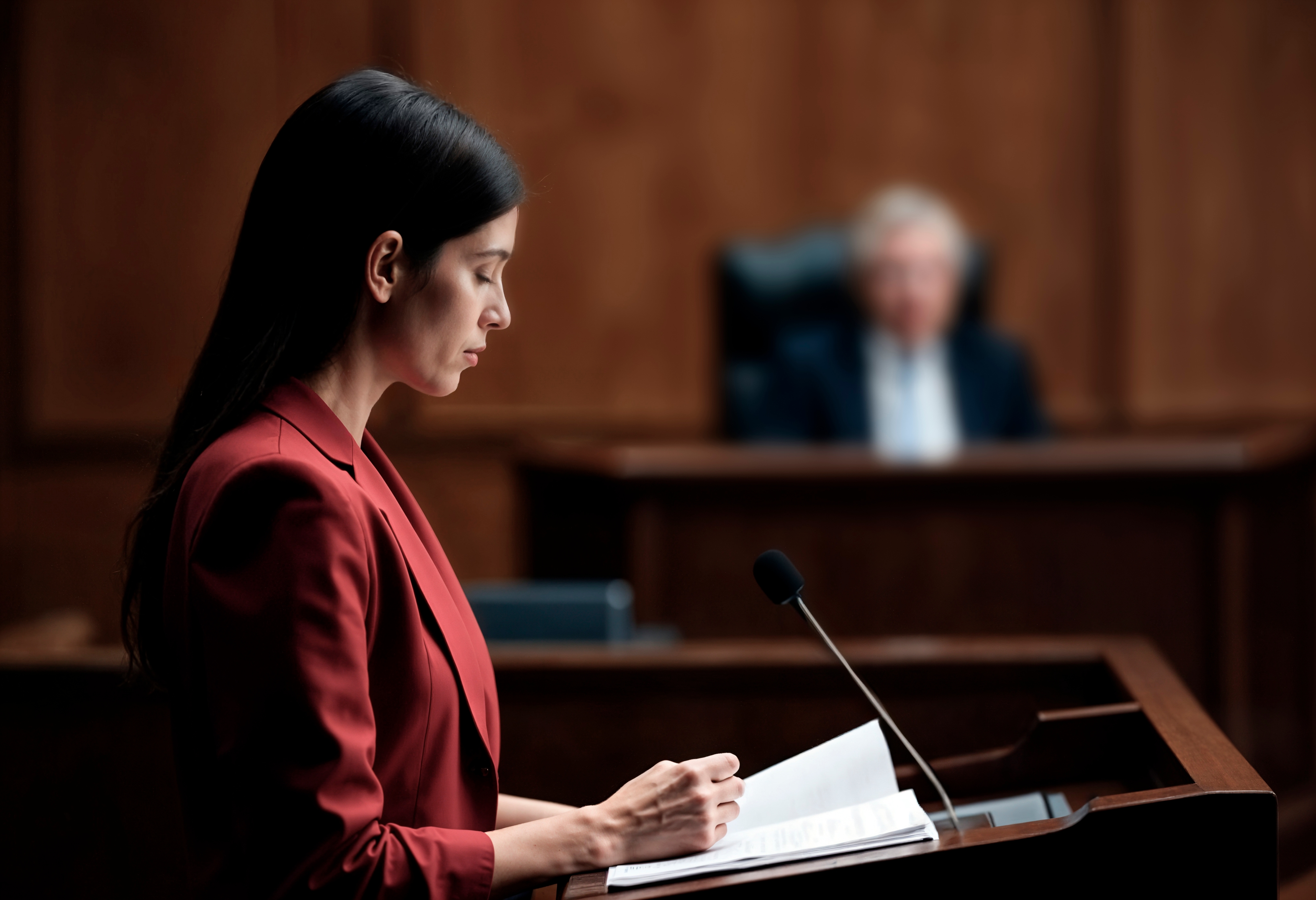 Lawyer Giving Speech Courtroom